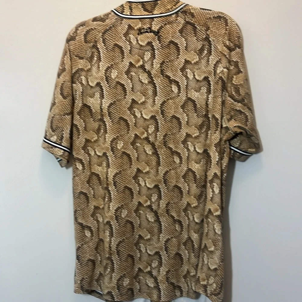 10.Deep Brown, Tan, Black & White Alligator Print Baseball Jersey Size Large - Picture 5 of 6